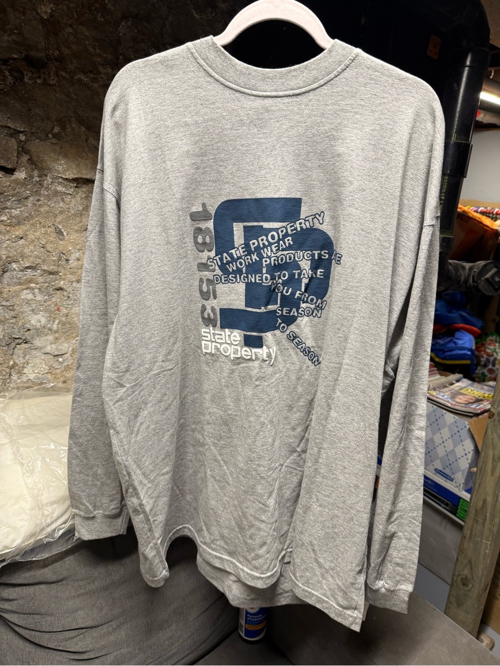 vintage State Property gray long-sleeve graphic tee NWT Sz XXL